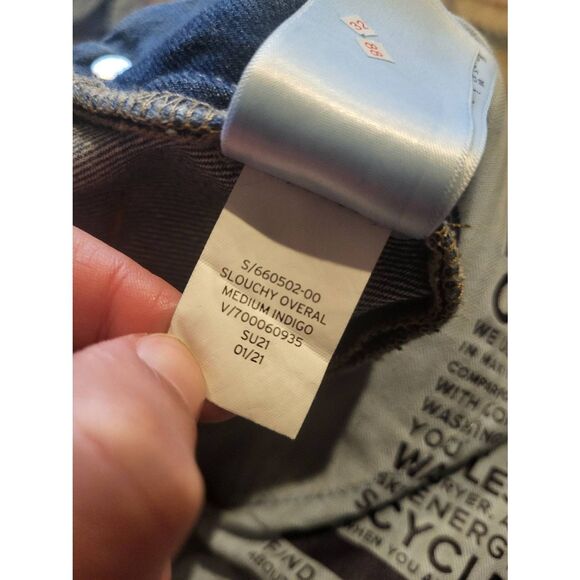 GAP Overalls Women's Large Blue Slouchy Washwell Relaxed Tapered - Picture 5 of 6